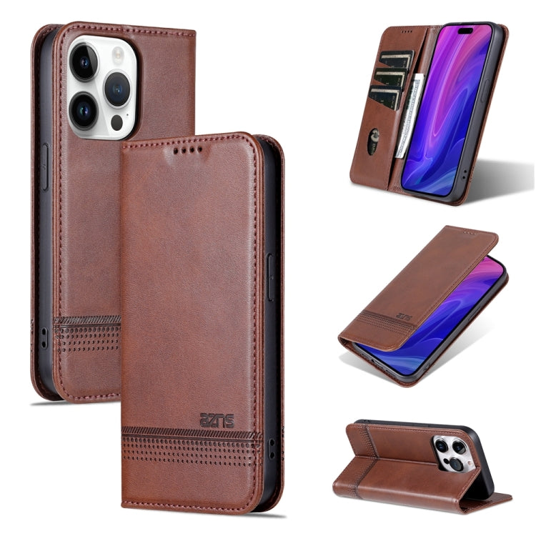 AZNS Magnetic Calf Texture Flip Leather Phone Case, For iPhone 16, For iPhone 15 Pro Max, For iPhone 15 Pro