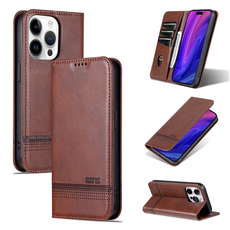 AZNS Magnetic Calf Texture Flip Leather Phone Case, For iPhone 16 Pro, For iPhone 16 Plus, For iPhone 16, For iPhone 15 Pro Max