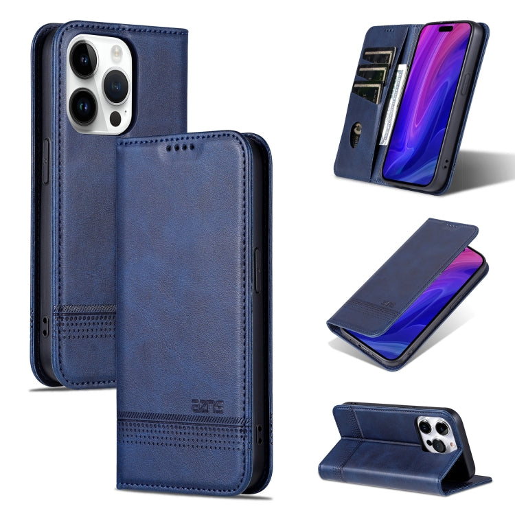 AZNS Magnetic Calf Texture Flip Leather Phone Case, For iPhone 16 Pro, For iPhone 16 Plus, For iPhone 16, For iPhone 15 Pro Max
