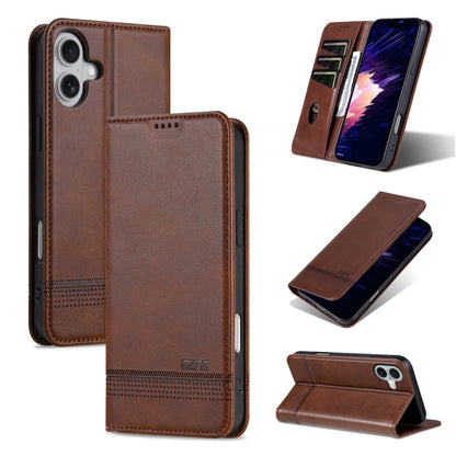 AZNS Magnetic Calf Texture Flip Leather Phone Case, For iPhone 16e, For iPhone 16 Pro Max, For iPhone 16 Pro, For iPhone 16 Plus