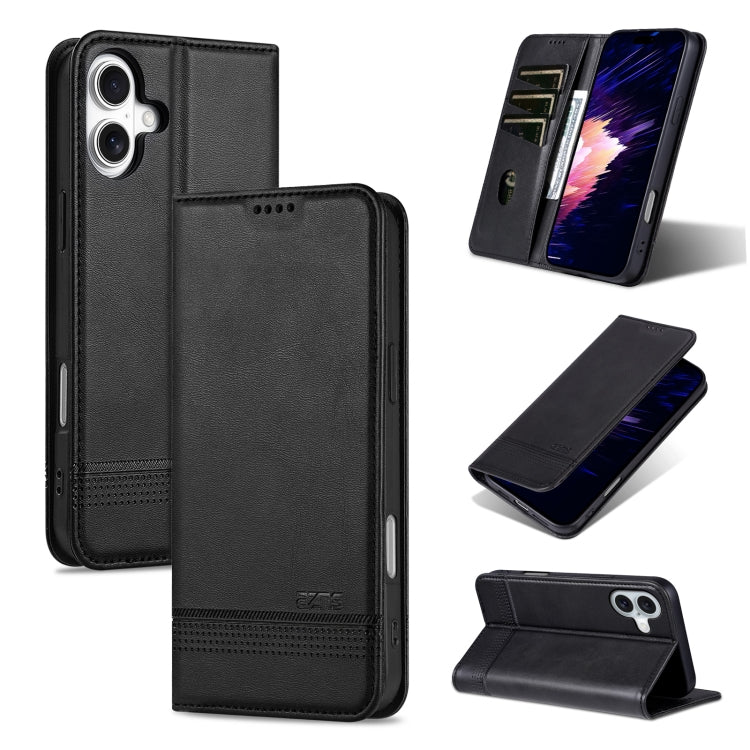 AZNS Magnetic Calf Texture Flip Leather Phone Case, For iPhone 16 Pro, For iPhone 16 Plus, For iPhone 16, For iPhone 15 Pro Max