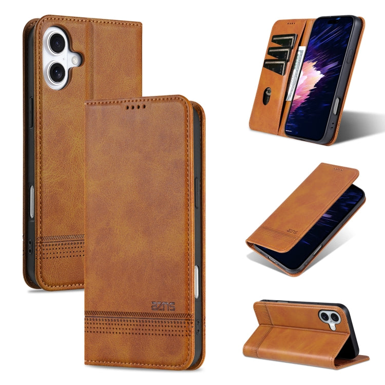 AZNS Magnetic Calf Texture Flip Leather Phone Case, For iPhone 16 Pro, For iPhone 16 Plus, For iPhone 16, For iPhone 15 Pro Max
