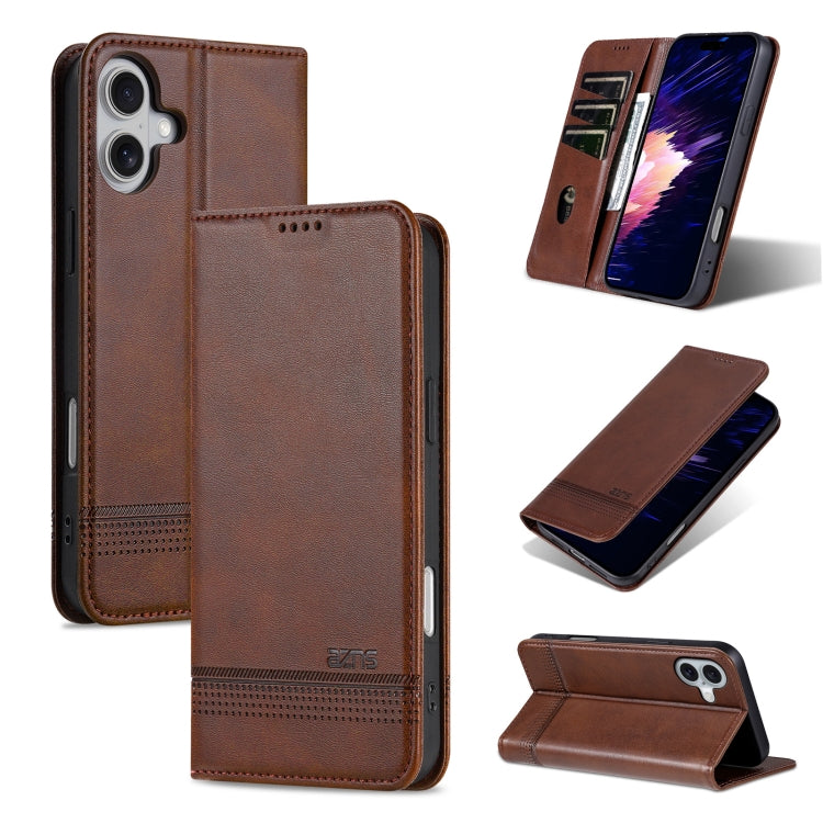 AZNS Magnetic Calf Texture Flip Leather Phone Case, For iPhone 16 Pro, For iPhone 16 Plus, For iPhone 16, For iPhone 15 Pro Max