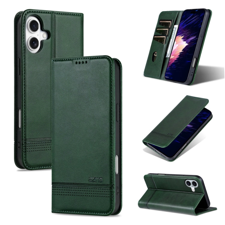 AZNS Magnetic Calf Texture Flip Leather Phone Case, For iPhone 16 Pro, For iPhone 16 Plus, For iPhone 16, For iPhone 15 Pro Max