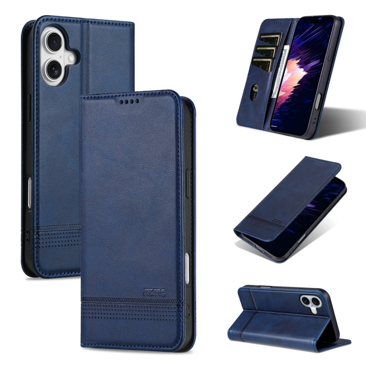 AZNS Magnetic Calf Texture Flip Leather Phone Case, For iPhone 16 Pro, For iPhone 16 Plus, For iPhone 16, For iPhone 15 Pro Max