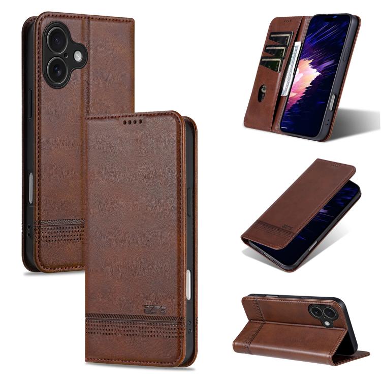 AZNS Magnetic Calf Texture Flip Leather Phone Case, For iPhone 17 Pro, For iPhone 17, For iPhone Air, For iPhone 16 Pro Max