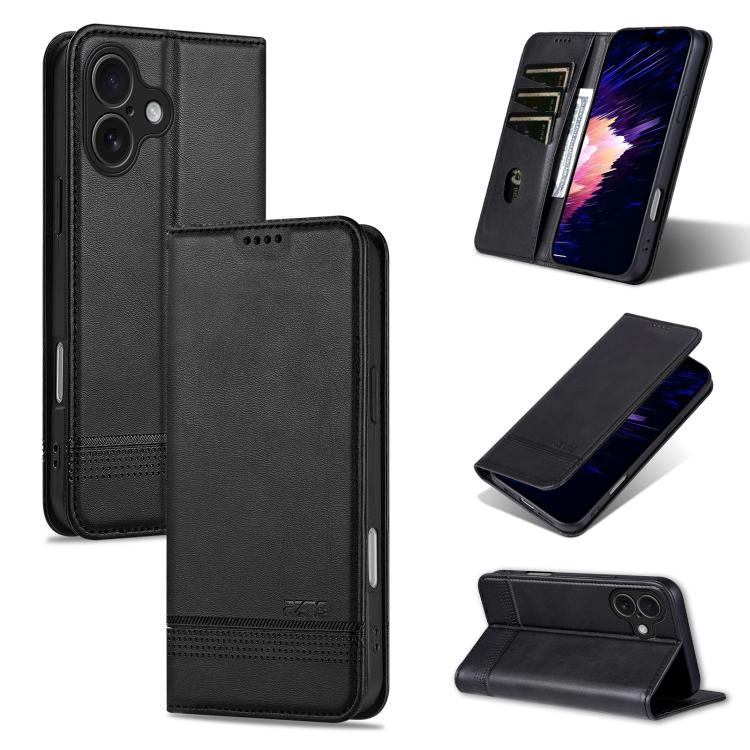 AZNS Magnetic Calf Texture Flip Leather Phone Case, For iPhone 17 Pro, For iPhone 17, For iPhone Air, For iPhone 16 Pro Max
