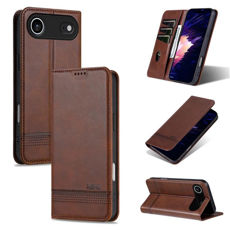 AZNS Magnetic Calf Texture Flip Leather Phone Case, For iPhone 17 Pro, For iPhone 17, For iPhone Air, For iPhone 16 Pro Max