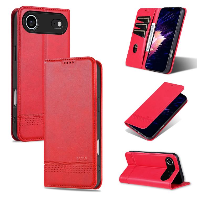 AZNS Magnetic Calf Texture Flip Leather Phone Case, For iPhone 17 Pro, For iPhone 17, For iPhone Air, For iPhone 16 Pro Max