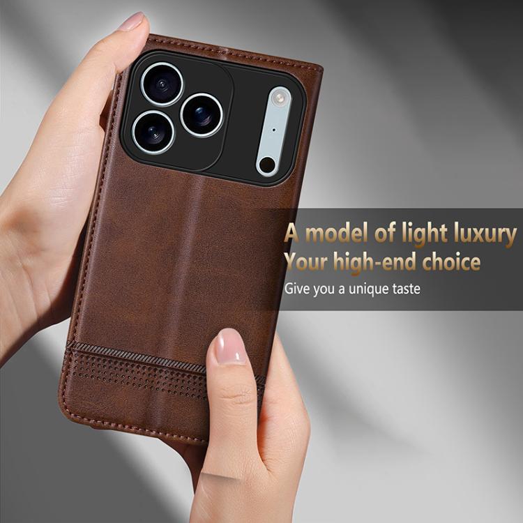 AZNS Magnetic Calf Texture Flip Leather Phone Case, For iPhone 17 Pro, For iPhone 17, For iPhone Air, For iPhone 16 Pro Max