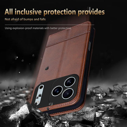 AZNS Magnetic Calf Texture Flip Leather Phone Case, For iPhone 17 Pro, For iPhone 17, For iPhone Air, For iPhone 16 Pro Max