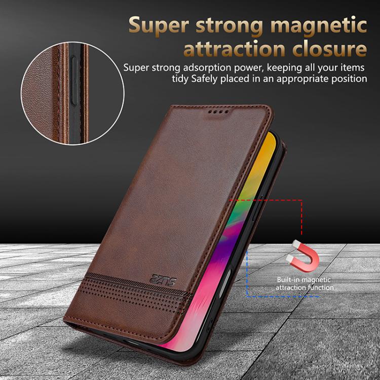 AZNS Magnetic Calf Texture Flip Leather Phone Case, For iPhone 17 Pro, For iPhone 17, For iPhone Air, For iPhone 16 Pro Max