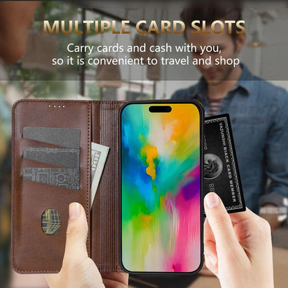 AZNS Magnetic Calf Texture Flip Leather Phone Case, For iPhone 17 Pro, For iPhone 17, For iPhone Air, For iPhone 16 Pro Max