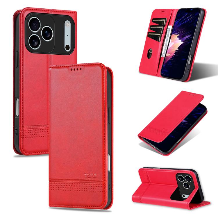 AZNS Magnetic Calf Texture Flip Leather Phone Case, For iPhone 17 Pro, For iPhone 17, For iPhone Air, For iPhone 16 Pro Max