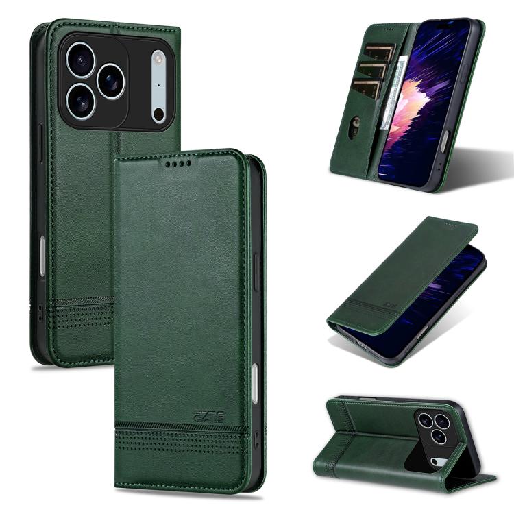AZNS Magnetic Calf Texture Flip Leather Phone Case, For iPhone 17 Pro, For iPhone 17, For iPhone Air, For iPhone 16 Pro Max