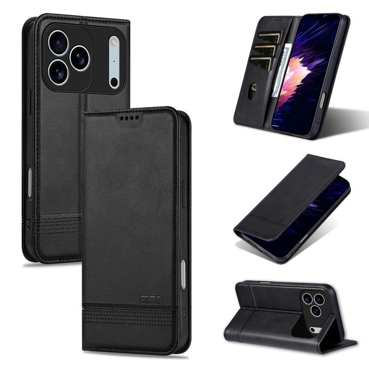 AZNS Magnetic Calf Texture Flip Leather Phone Case, For iPhone 17 Pro, For iPhone 17, For iPhone Air, For iPhone 16 Pro Max