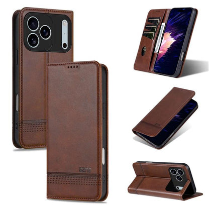 AZNS Magnetic Calf Texture Flip Leather Phone Case, For iPhone 18 Pro, For iPhone 18 Pro Max, For iPhone 17e / 16e, For iPhone 17 Pro Max