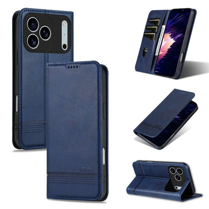 AZNS Magnetic Calf Texture Flip Leather Phone Case, For iPhone 18 Pro, For iPhone 18 Pro Max, For iPhone 17e / 16e, For iPhone 17 Pro Max
