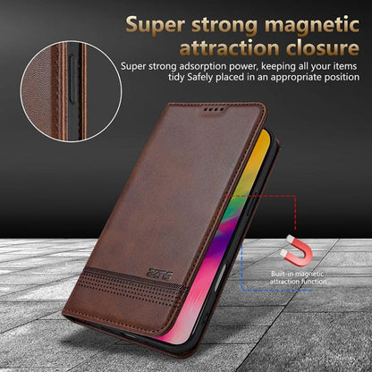 AZNS Magnetic Calf Texture Flip Leather Phone Case, For iPhone 18 Pro, For iPhone 18 Pro Max, For iPhone 17e / 16e, For iPhone 17 Pro Max