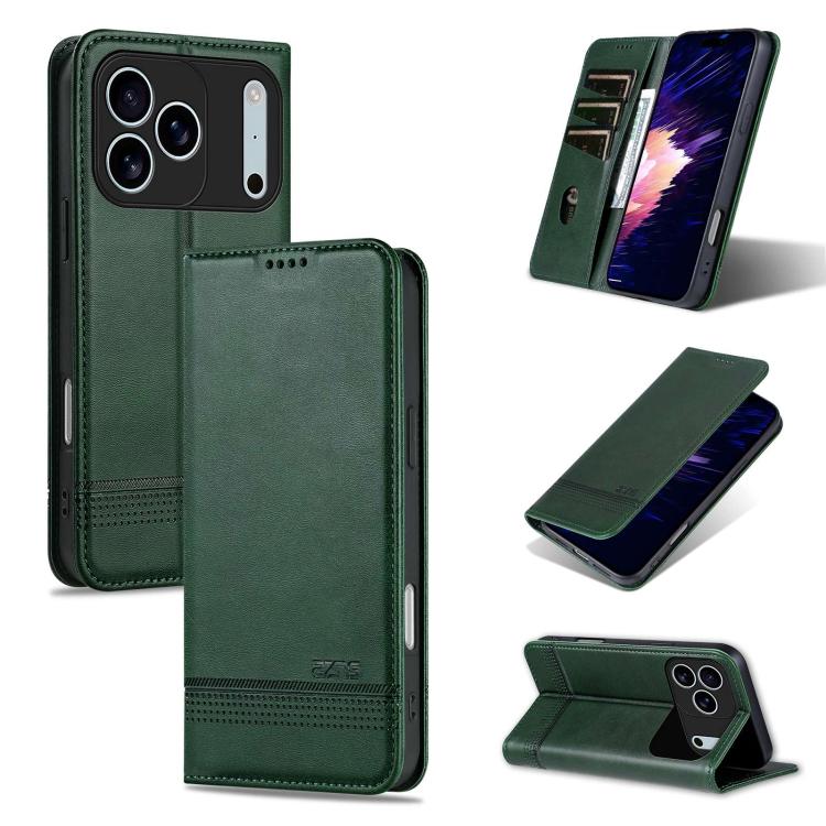 AZNS Magnetic Calf Texture Flip Leather Phone Case, For iPhone 18 Pro, For iPhone 18 Pro Max, For iPhone 17e / 16e, For iPhone 17 Pro Max