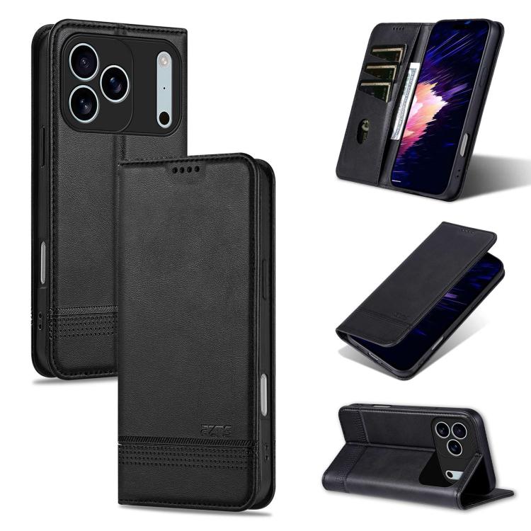 AZNS Magnetic Calf Texture Flip Leather Phone Case, For iPhone 18 Pro, For iPhone 18 Pro Max, For iPhone 17e / 16e, For iPhone 17 Pro Max
