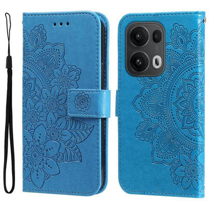 Seven-petal Flowers Embossing Leather Phone Case, For OPPO Reno13 / Reno14 / Reno14 F 5G Global, For OPPO A5x 4G / 5G / A3x 4G / 5G India, For OPPO Reno13 Pro / Reno14 Pro Global, For OPPO F29 5G Global