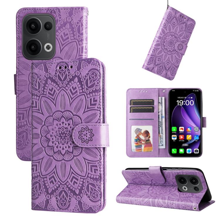 Embossed Sunflower Leather Phone Case, For OPPO Reno13 / Reno14 / Reno14 F 5G Global, For OPPO A5x 4G / 5G / A3x 4G / 5G India, For OPPO Reno13 Pro / Reno14 Pro Global, For OPPO F29 5G Global