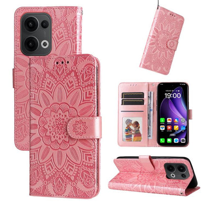 Embossed Sunflower Leather Phone Case, For OPPO Reno13 / Reno14 / Reno14 F 5G Global, For OPPO A5x 4G / 5G / A3x 4G / 5G India, For OPPO Reno13 Pro / Reno14 Pro Global, For OPPO F29 5G Global