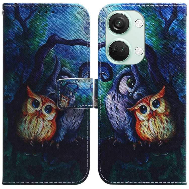 Coloured Drawing Flip Leather Phone Case, For OnePlus Nord 3