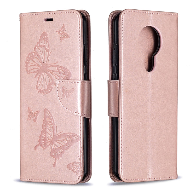 Two Butterflies Embossing Pattern Horizontal Flip Leather Case with Holder & Card Slot & Wallet & Lanyard, For Nokia 5.3, For Xiaomi Redmi Note 9
