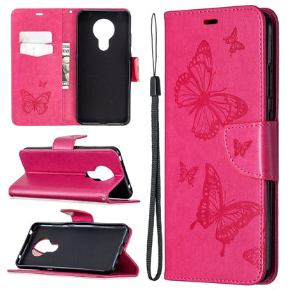 Two Butterflies Embossing Pattern Horizontal Flip Leather Case with Holder & Card Slot & Wallet & Lanyard, For Nokia 5.3, For Xiaomi Redmi Note 9