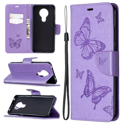 Two Butterflies Embossing Pattern Horizontal Flip Leather Case with Holder & Card Slot & Wallet & Lanyard, For Nokia 5.3, For Xiaomi Redmi Note 9