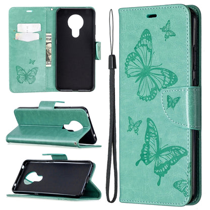 Two Butterflies Embossing Pattern Horizontal Flip Leather Case with Holder & Card Slot & Wallet & Lanyard, For Nokia 5.3, For Xiaomi Redmi Note 9