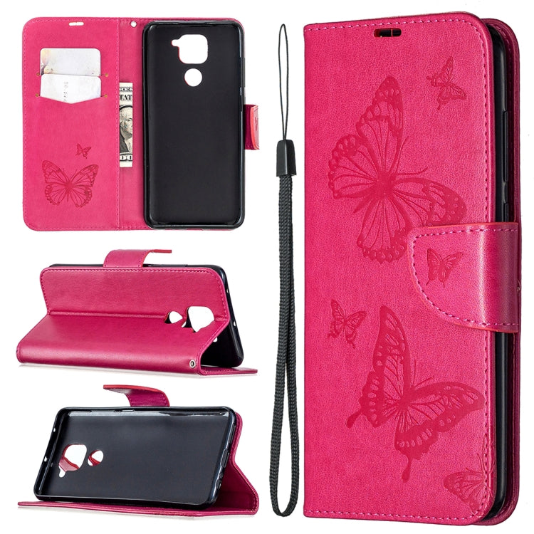 Two Butterflies Embossing Pattern Horizontal Flip Leather Case with Holder & Card Slot & Wallet & Lanyard, For Nokia 5.3, For Xiaomi Redmi Note 9