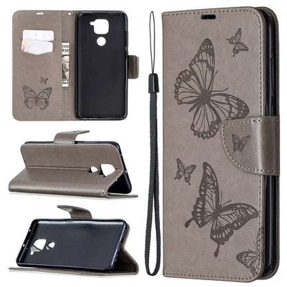 Two Butterflies Embossing Pattern Horizontal Flip Leather Case with Holder & Card Slot & Wallet & Lanyard, For Nokia 5.3, For Xiaomi Redmi Note 9