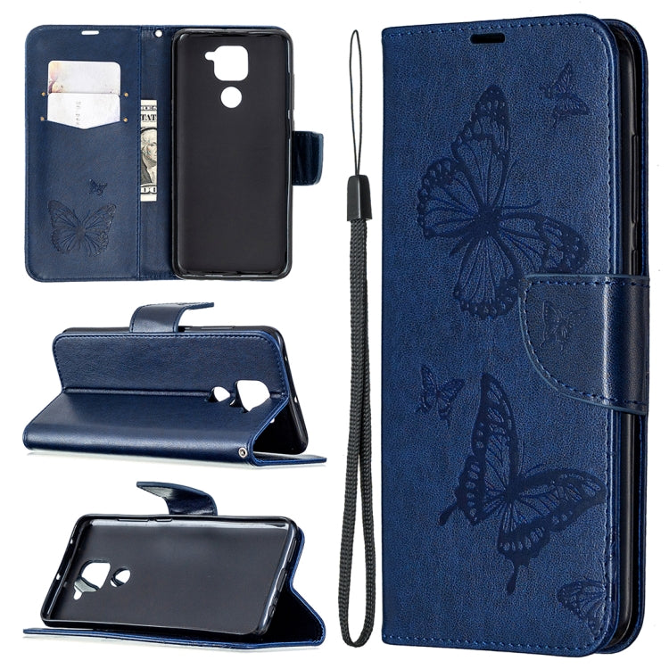 Two Butterflies Embossing Pattern Horizontal Flip Leather Case with Holder & Card Slot & Wallet & Lanyard, For Nokia 5.3, For Xiaomi Redmi Note 9