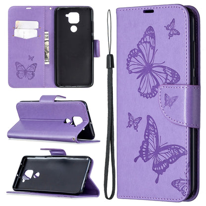Two Butterflies Embossing Pattern Horizontal Flip Leather Case with Holder & Card Slot & Wallet & Lanyard, For Nokia 5.3, For Xiaomi Redmi Note 9