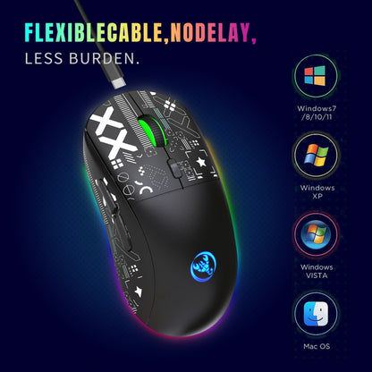 HXSJ T90 RGB Light Three-mode Wireless Gaming Mouse, T90