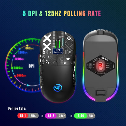 HXSJ T90 RGB Light Three-mode Wireless Gaming Mouse, T90