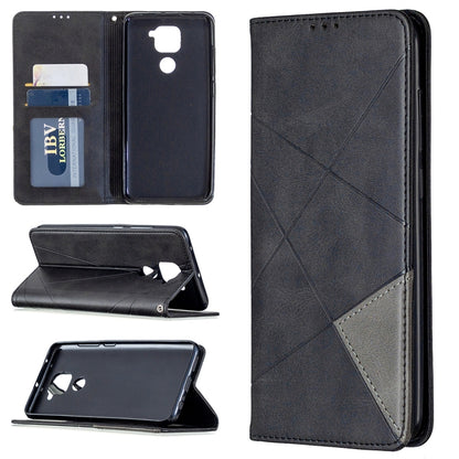 Rhombus Texture Horizontal Flip Magnetic Leather Case with Holder & Card Slots & Wallet, For Xiaomi Redmi Note 9