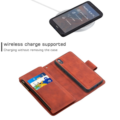 Skin Feel Detachable Magnetic Zipper Horizontal Flip PU Leather Case with Multi-Card Slots & Holder & Wallet & Photo Frame & Lanyard, For Xiaomi Redmi 7A, For Xiaomi Redmi 7, For Xiaomi Redmi 8A, For Xiaomi Redmi 8