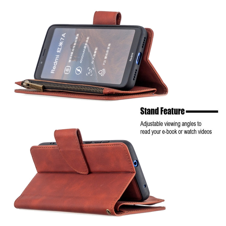 Skin Feel Detachable Magnetic Zipper Horizontal Flip PU Leather Case with Multi-Card Slots & Holder & Wallet & Photo Frame & Lanyard, For Xiaomi Redmi 7A, For Xiaomi Redmi 7, For Xiaomi Redmi 8A, For Xiaomi Redmi 8