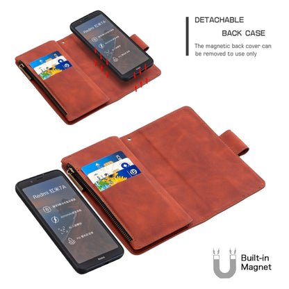 Skin Feel Detachable Magnetic Zipper Horizontal Flip PU Leather Case with Multi-Card Slots & Holder & Wallet & Photo Frame & Lanyard, For Xiaomi Redmi 7A, For Xiaomi Redmi 7, For Xiaomi Redmi 8A, For Xiaomi Redmi 8