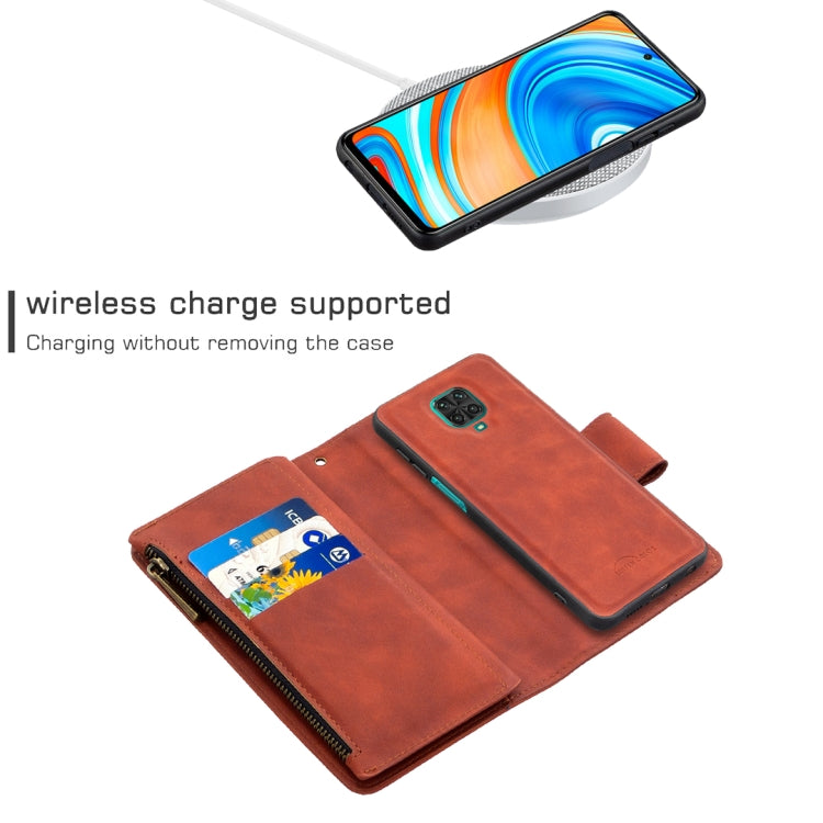 Skin Feel Detachable Magnetic Zipper Horizontal Flip PU Leather Case with Multi-Card Slots & Holder & Wallet & Photo Frame & Lanyard, For Xiaomi Redmi Note 9 Pro, For Xiaomi Mi CC9 Pro