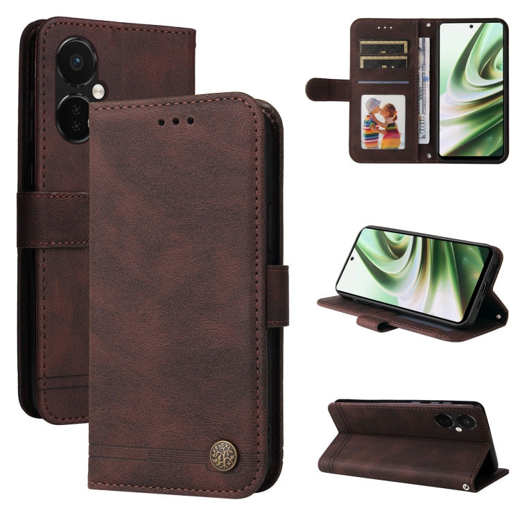 Skin Feel Life Tree Metal Button Leather Phone Case, For OnePlus 12R, For OnePlus 12, For OnePlus Nord CE3, For OnePlus Nord CE 3 Lite / Nord N30