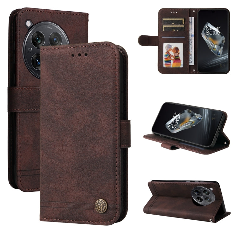 Skin Feel Life Tree Metal Button Leather Phone Case, For OnePlus 12R, For OnePlus 12, For OnePlus Nord CE3, For OnePlus Nord CE 3 Lite / Nord N30