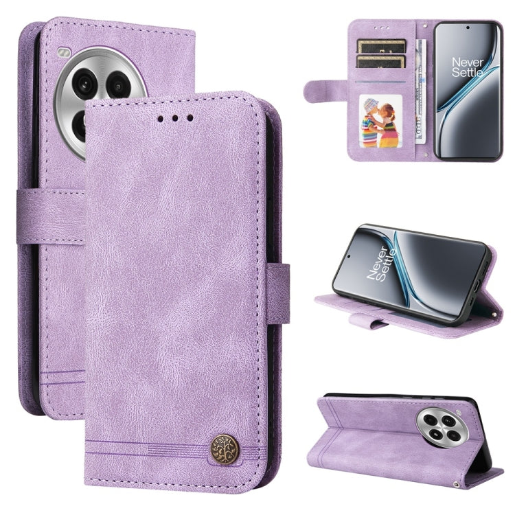 Skin Feel Life Tree Metal Button Leather Phone Case, For OnePlus Ace 3 Pro, For OnePlus Nord CE4 Lite, For OnePlus Ace 3V, For OnePlus Nord CE4