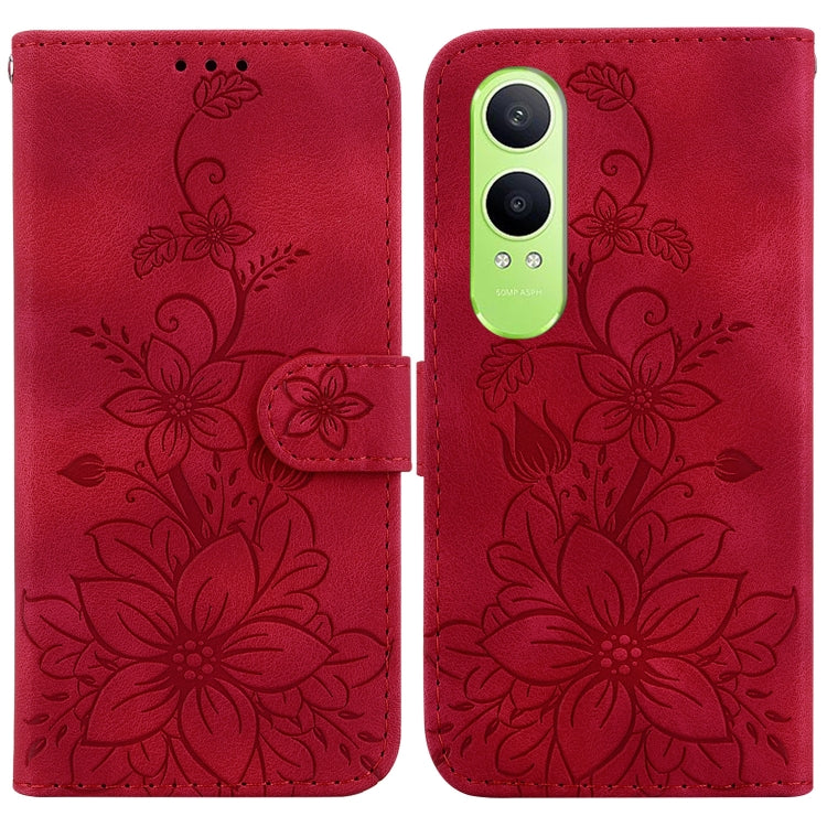 Lily Embossed Leather Phone Case, For OnePlus 13, For OnePlus Nord 4, For OnePlus Ace 3 Pro, For OnePlus Nord CE4 Lite
