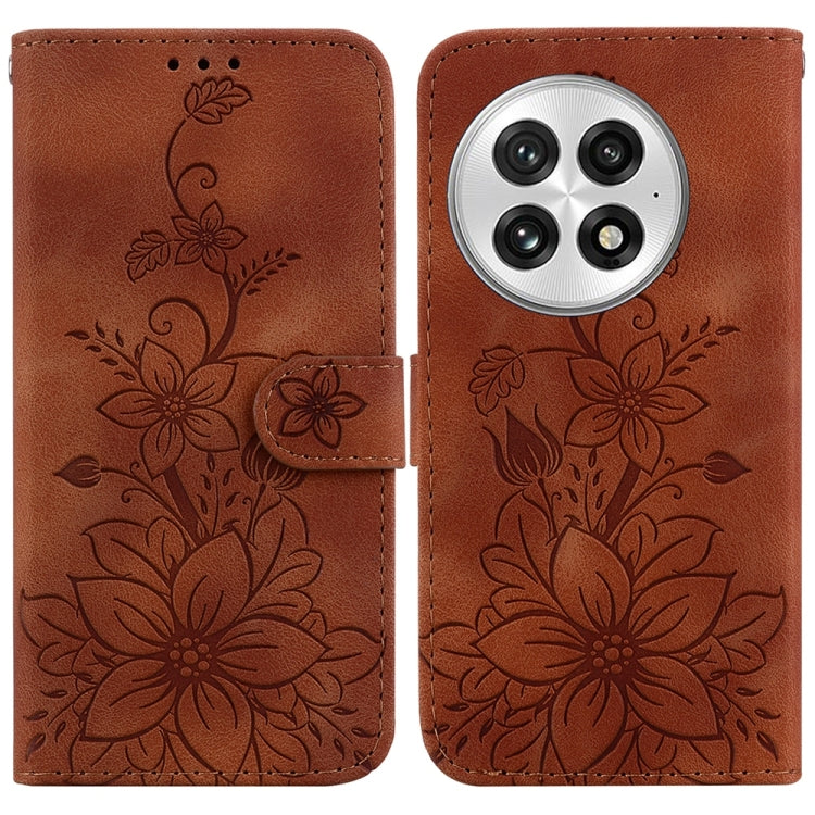 Lily Embossed Leather Phone Case, For OnePlus 13, For OnePlus Nord 4, For OnePlus Ace 3 Pro, For OnePlus Nord CE4 Lite