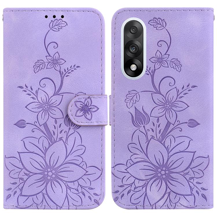 Lily Embossed Leather Phone Case, For OnePlus Nord 6 5G / Turbo 6 / Turbo 6V, For OnePlus 15R / Ace 6 / Ace 6T, For OnePlus Ace 5 Ultra / Nord 5 5G, For OnePlus Ace 5 Racing / Nord CE5